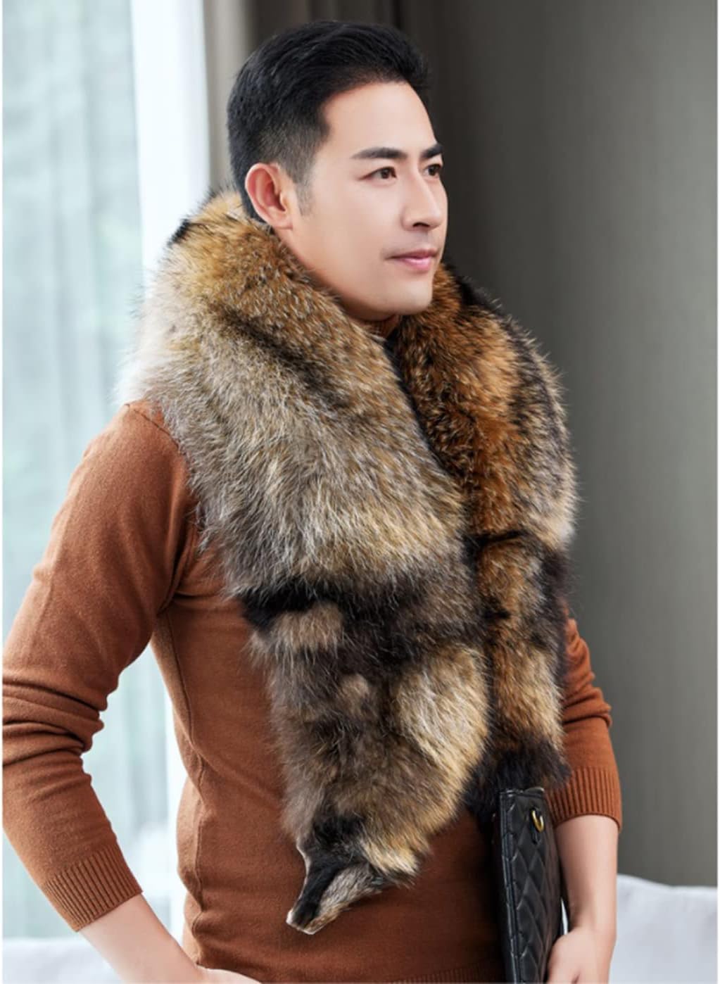 Men Winter Scarves Real Fox Hair Scarf Winter Cold Weather Neck Warmer Fall Winter Wedding Party