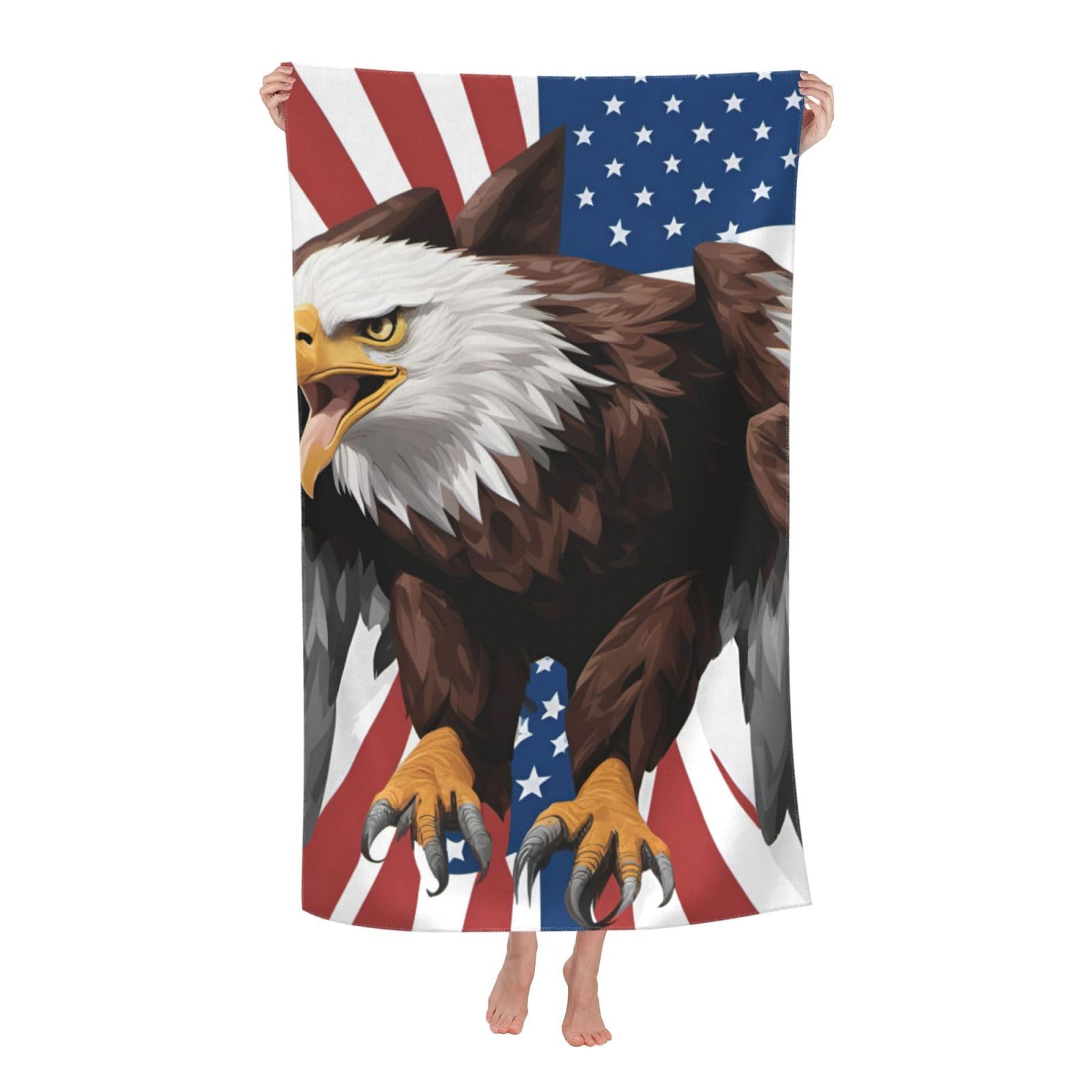 NImongt Eagle With Usa Flag Print Oversized Adult Beach Towel For Travel Weekend Getaways Festivals Camping Trips