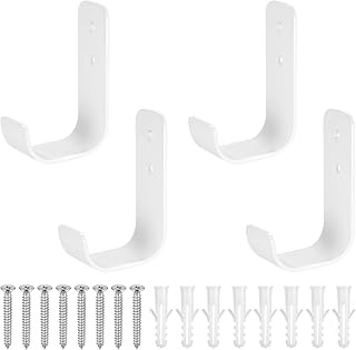 4 Pcs Gancho Pared de Garaje, Ganchos para Colgar Bicicletas, Gancho Bicicleta Pared, Ganchos Pared de Garaje Garage, Soporte Ganchos en J para Colgadores Herramientas Eléctricas, Blanco