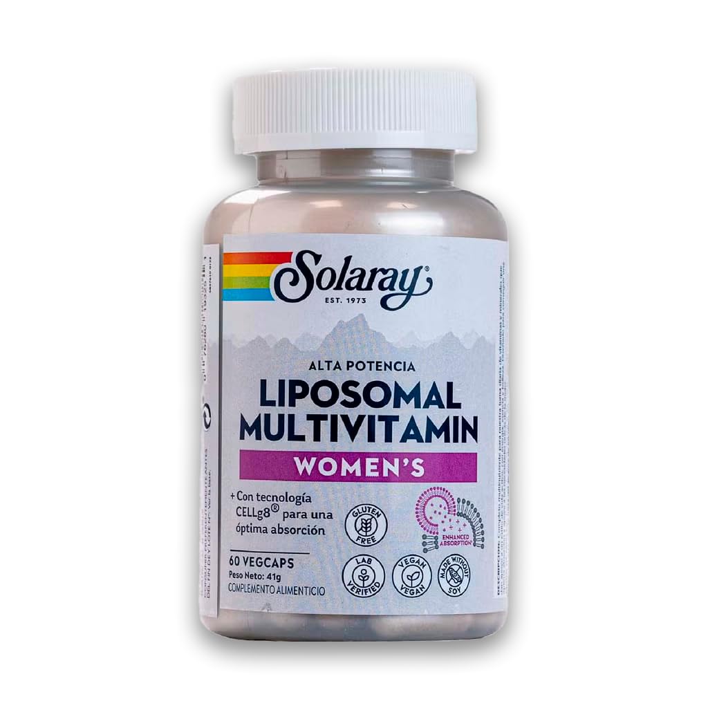 SOLARAY Liposomal Multivitamin for Women, Enhanced Absorption, High Potency w/Iron, Vitamin D, Vitamin C, B12, Biotin, CoQ10, Immune Support, Bone Health, Vegan, 60 Servings, 120 VegCaps
