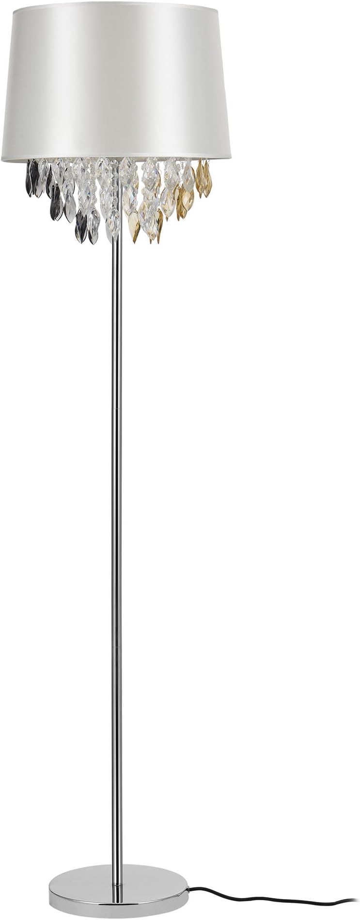 LAMPADAIRE ÉLÉGANT ABAT-JOUR FLEURS DORÉ LED