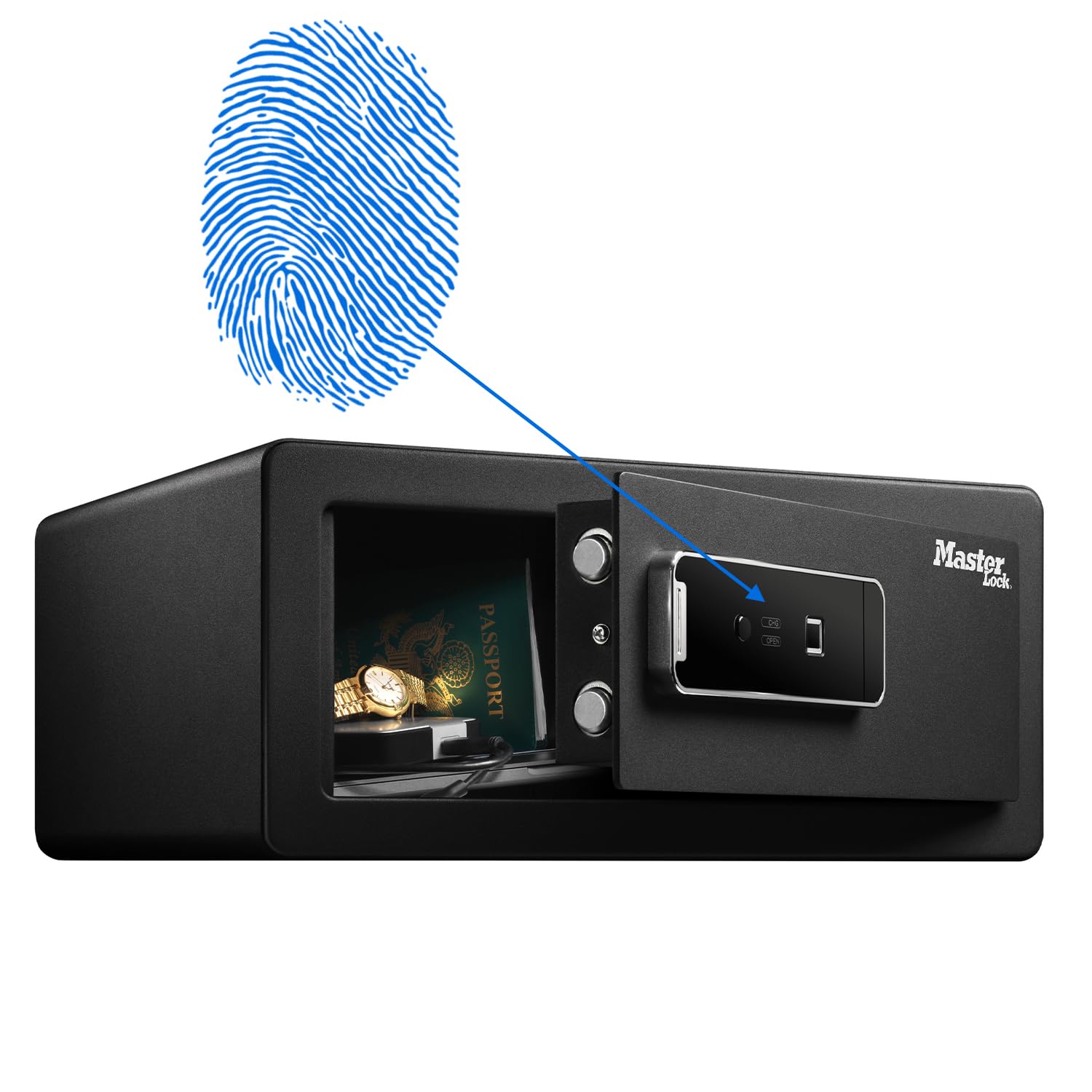 Master Lock Biometrischer Tresor mit Fingerabdruck, 19,5 x 43 x 37 cm