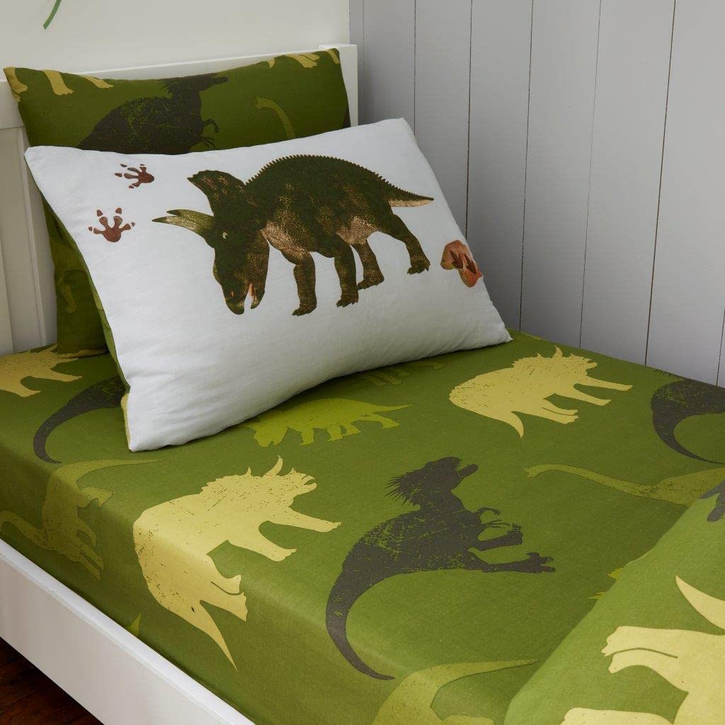 GC GAVENO CAVAILIA Animal Fitted Bed Sheet Set Double Dinosaur Bedshit, Comfy Dino Bedding Sheets With Matching Pillowcases Boys Girls, Grey — image 1