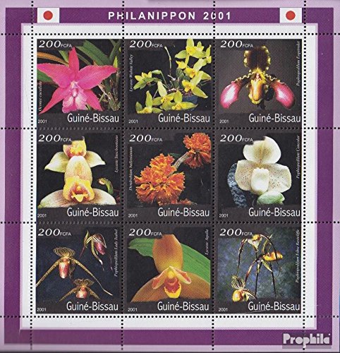 Prophila Collection Guinea-Bissau Michel.-No..: 1470-1478 Minifoglio 2001 Orchidee (Francobolli per i Collezionisti) Piante / Funghi