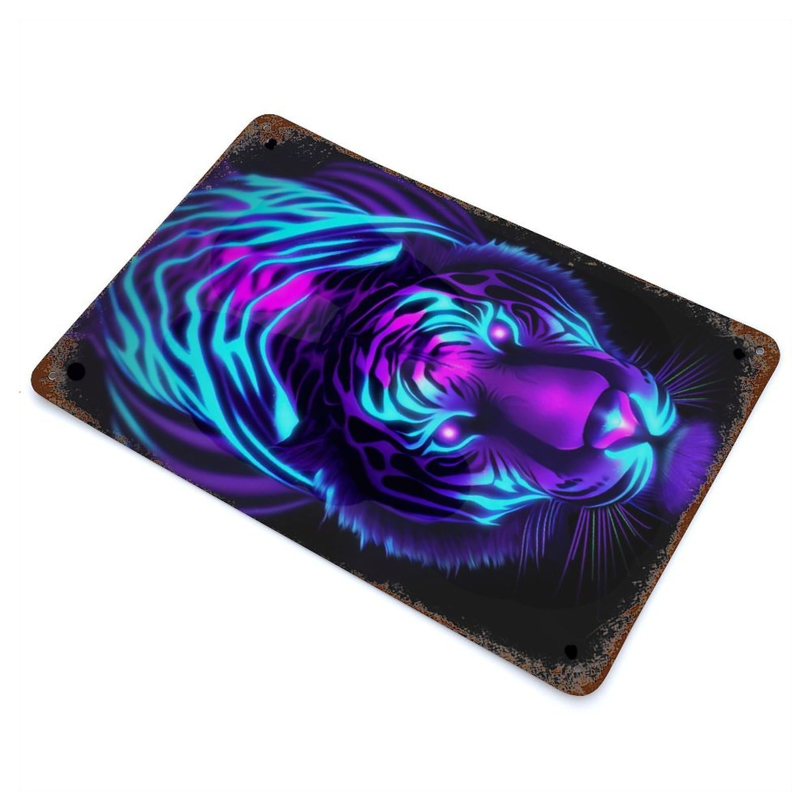 Garage Style NEON TIGER Decorative Tin Sign 11.8"x7.9", Farmhouse Wall Decor for Bar And Workshop