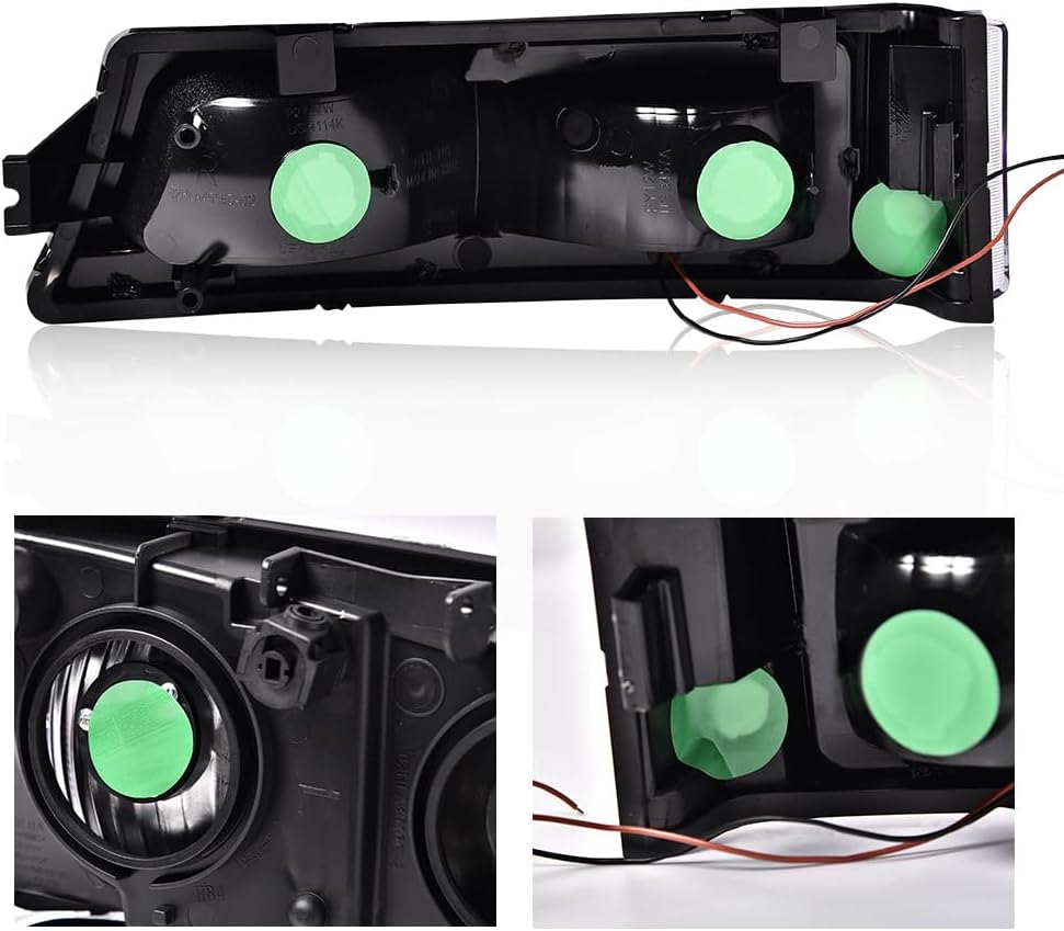 CROSSDESIGN Headlights Assembly Fit Chevy Silverado 1500/2500/3500 HD Models & Avalanche 1500/2500 2003-2006 Pair Front Left and Right Side Clear Lens Black Housing Clear Reflector