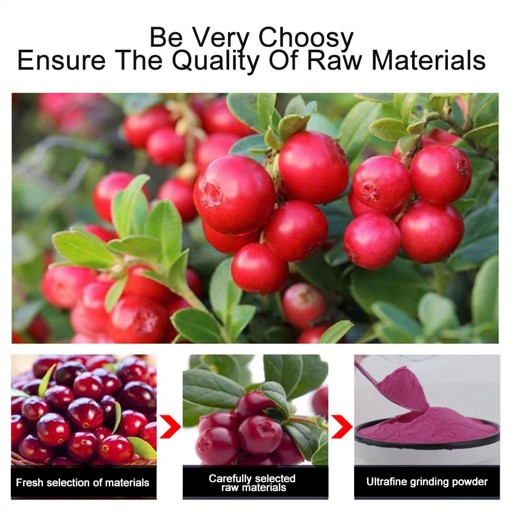 100% Natural Pure Cranberry Powder 100g/3.52oz 蔓越莓粉 polvo de arándanos puros para batidos, batidos, panadería y bebidas, | sin conservantes, liofilizado, sin azúcar añadido