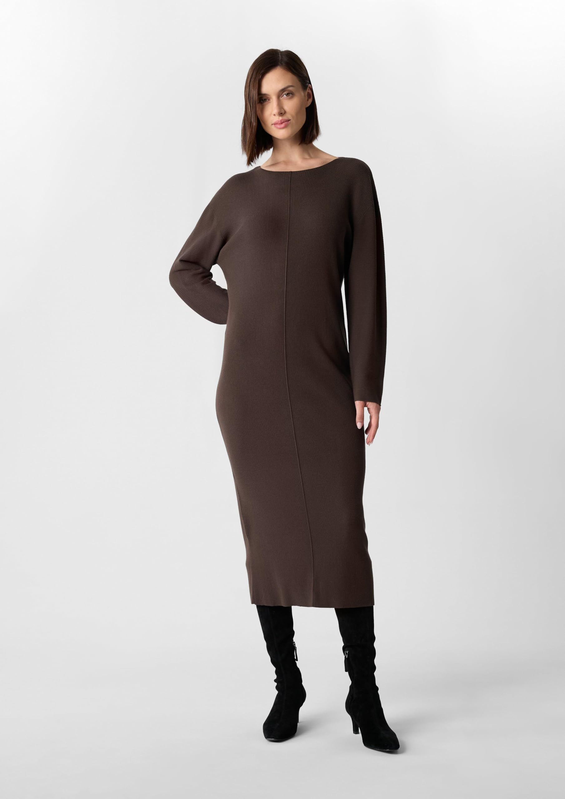 COMMA Rippstrickkleid mit überschnittenen Schultern