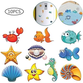 Hinffinity Baignoire Stickers 10 Pcs Baignoire Autocollants De Securite Baignoire Tread Grande Mer Creature Decal Adhesif Pour Baignoire Douche Surface Antiderapant Amazon Fr Cuisine Maison
