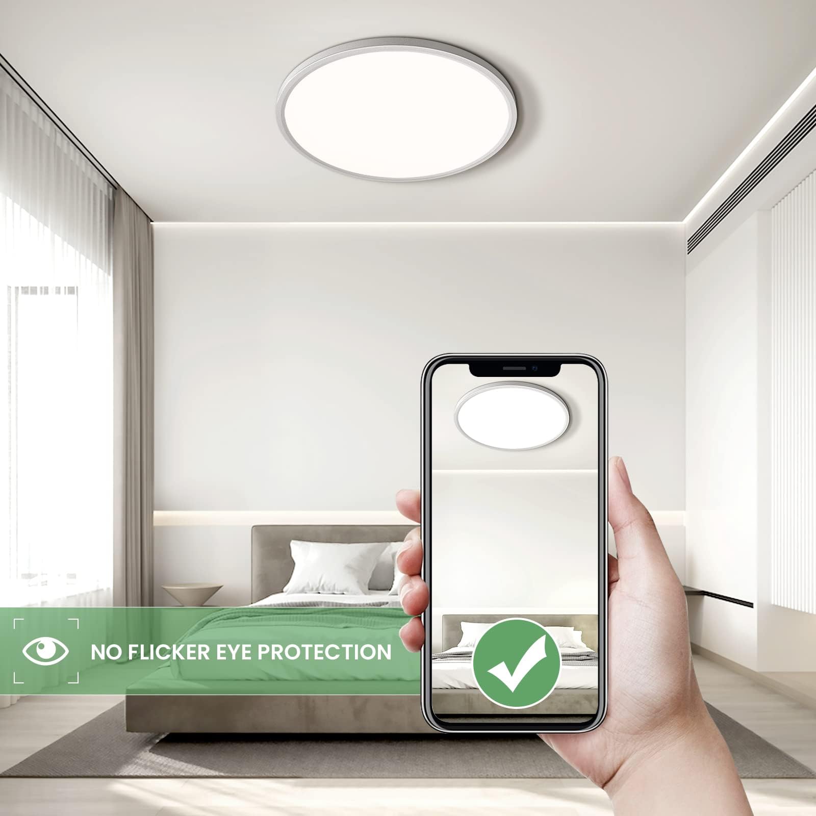 OTREN Plafoniera LED Soffitto, Lampadario Bagno 2400lm, Lampada Luce Moderna per Camera da Letto, Cucina, Soggiorno, Ufficio, Balcone, 4000K Luce Calda, Ø30CM