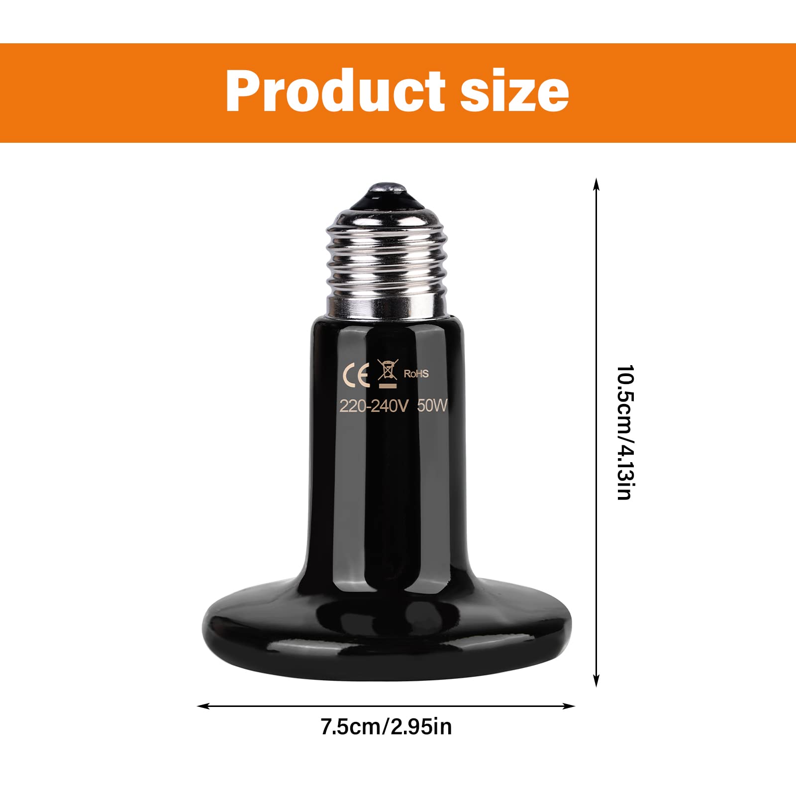 Lampada Riscaldante Per Rettili E Animali - 2 Lampade Ceramica 50W Con Cestino Protettivo - Foto 7