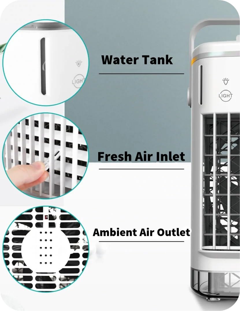 Cooling Sense Portable Air, Cooler Coldeez cooling ace 5-in-1 Smart Mobile AC Water Cooling Fan(Blanc CF-006A)