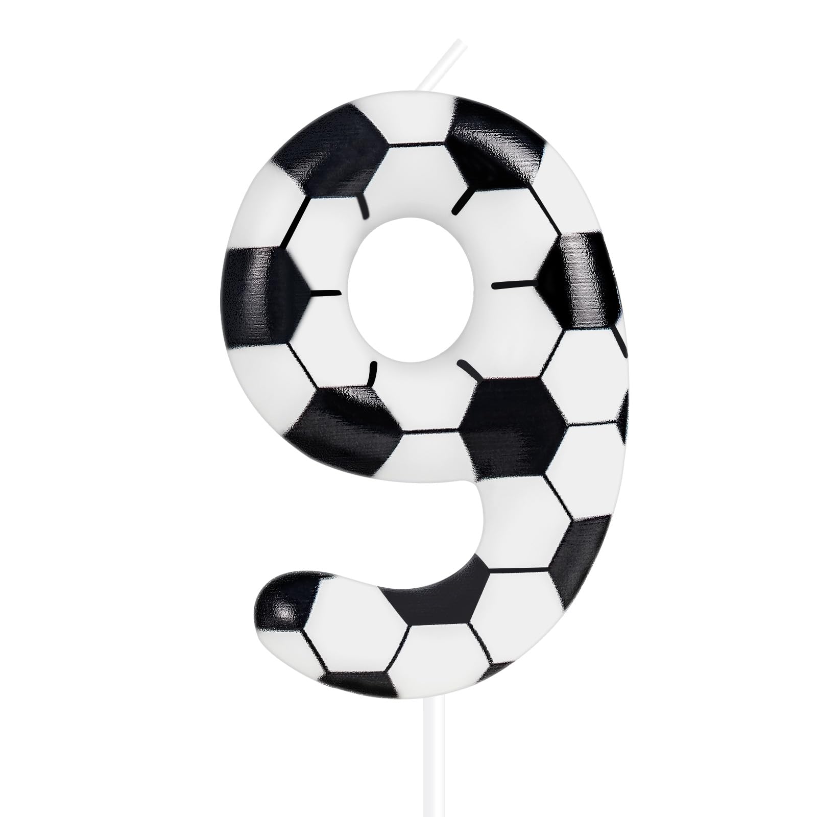 Zolunu Soccer Birthday Candle, Soccer Themed 9th Birthday Cake Candle, Number 9 Candle, Birthday Cake Topper for Boys Girls Kids Sport-Themed Party