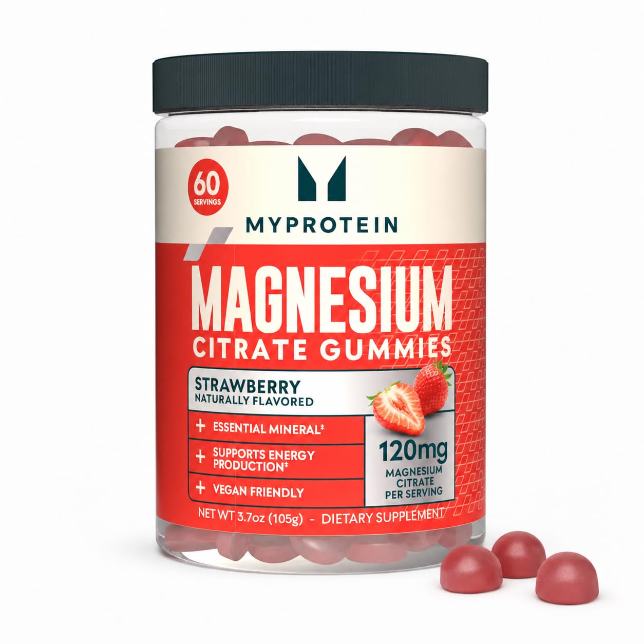 Myprotein Magnesium Citrate Gummies, 120 mg, Strawberry, 60 Servings