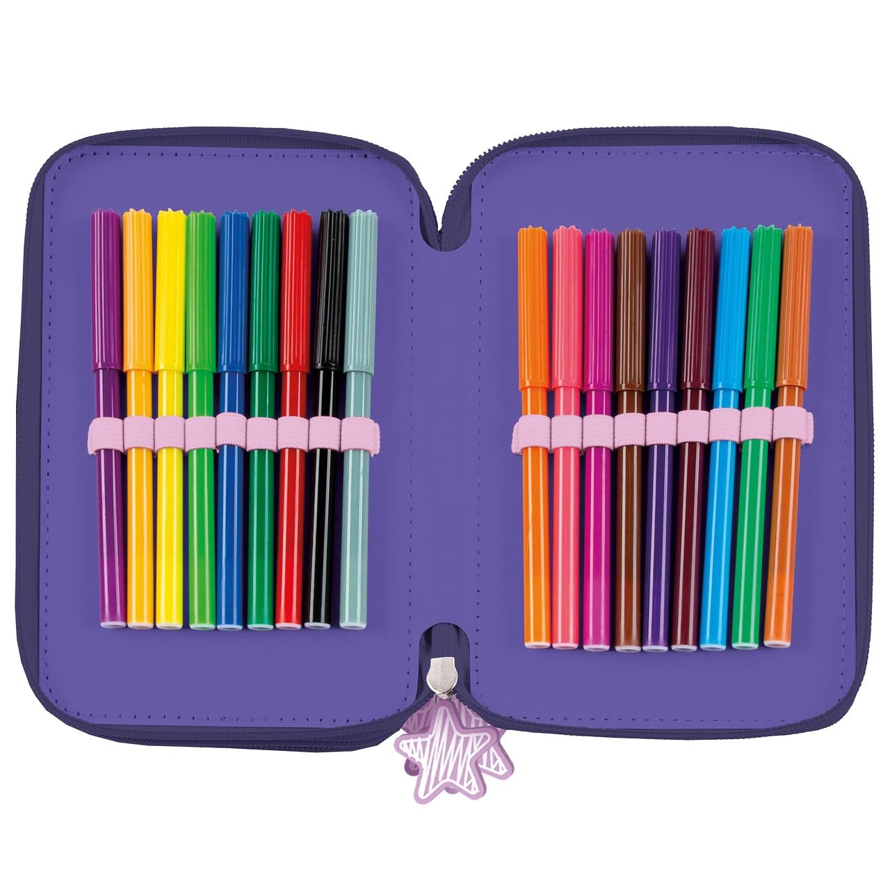PASO Astuccio con 3 scomparti, astuccio per ragazze, astuccio a 3 scomparti, astuccio per la scuola, motivo: gatto