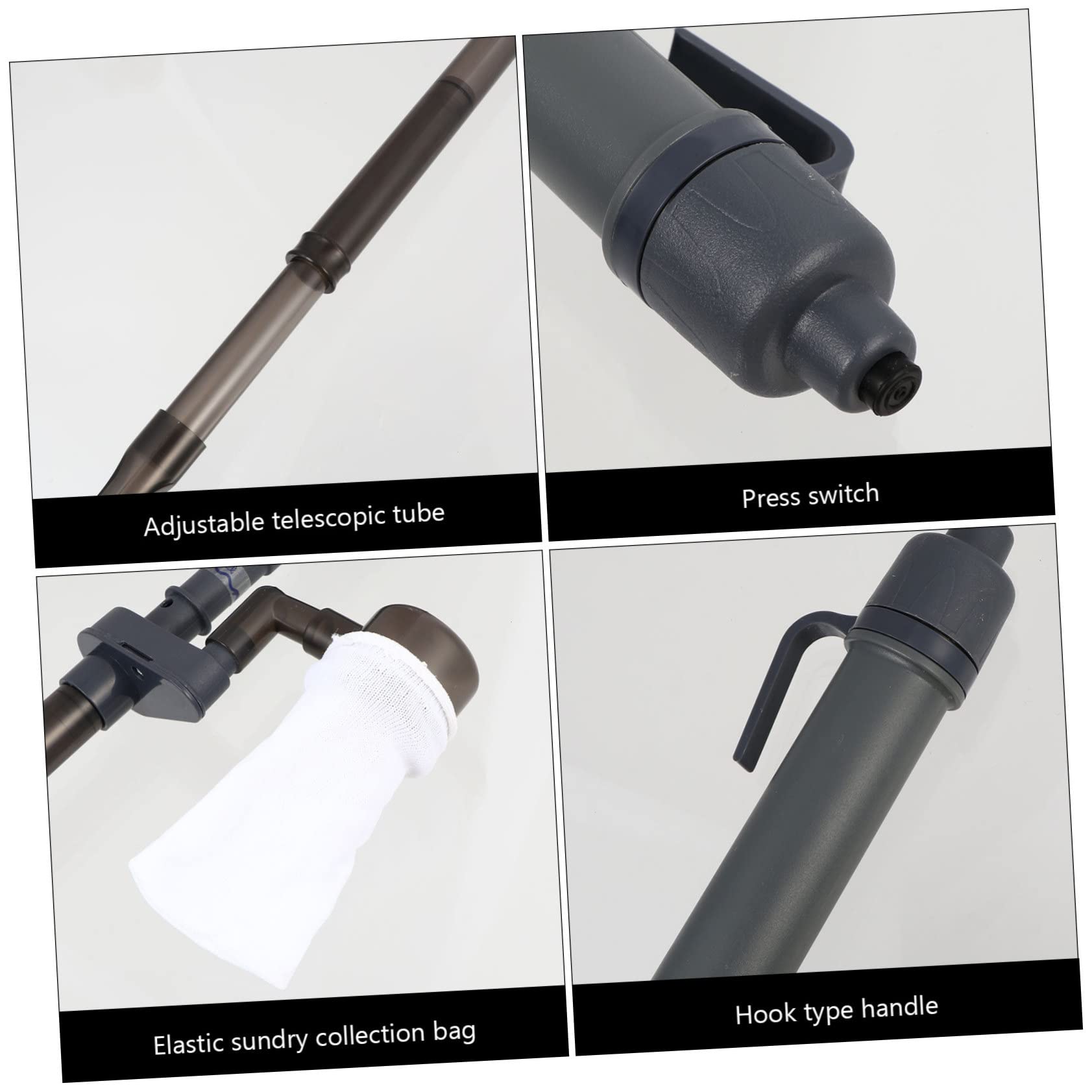 POPETPOP Limpiador de Peceras Eléctrico Tubo Telescópico Ajustable para Cambiar Agua y Lavar Arena en Acuarios de Plástico Negro