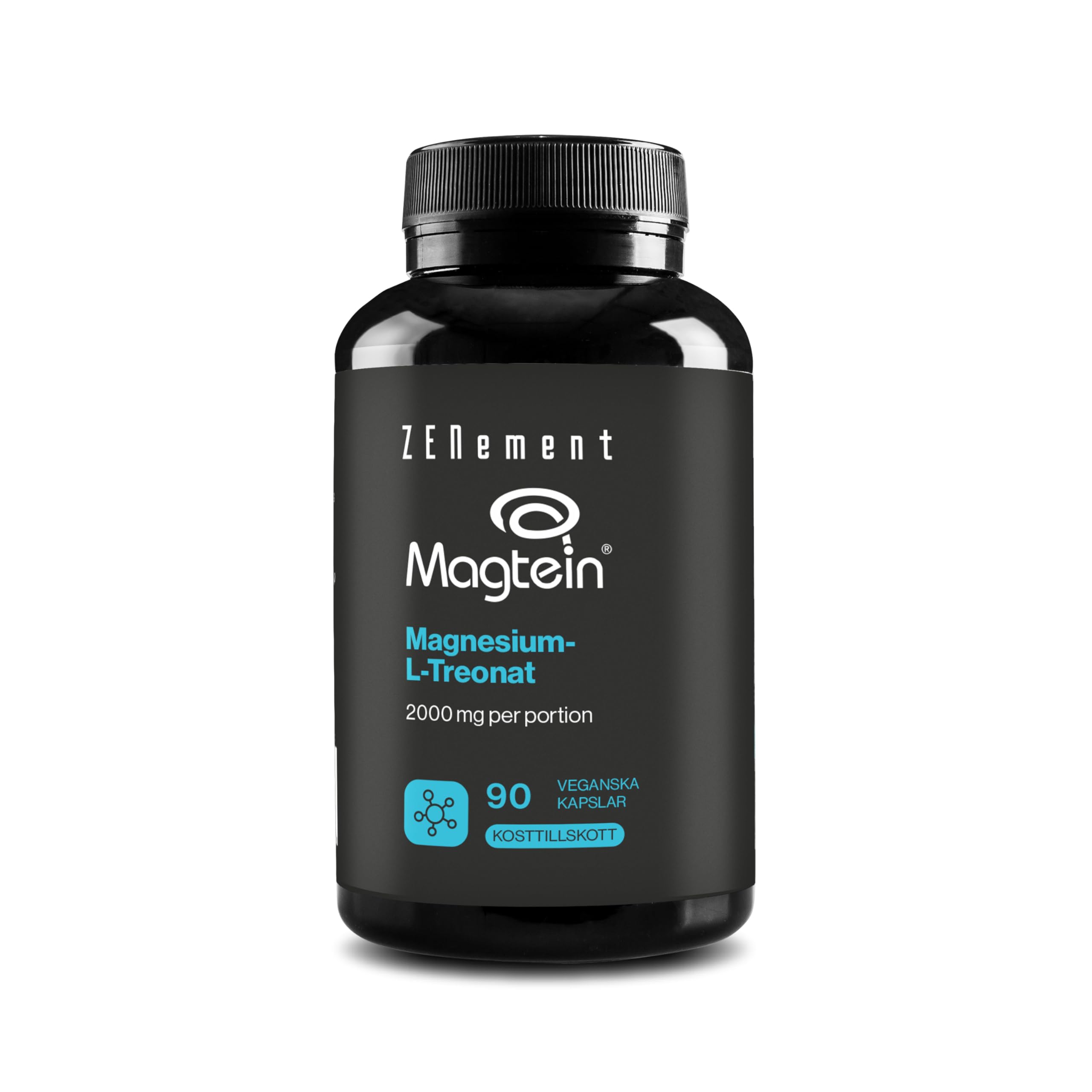 Magnez L-Treonian – Magtein® – 2000 mg na Porcję – Zdrowie Mózgu i Układ Nerwowy – 90 Kapsułek Wegańskich, Zapas na 1 Miesiąc – Zenement