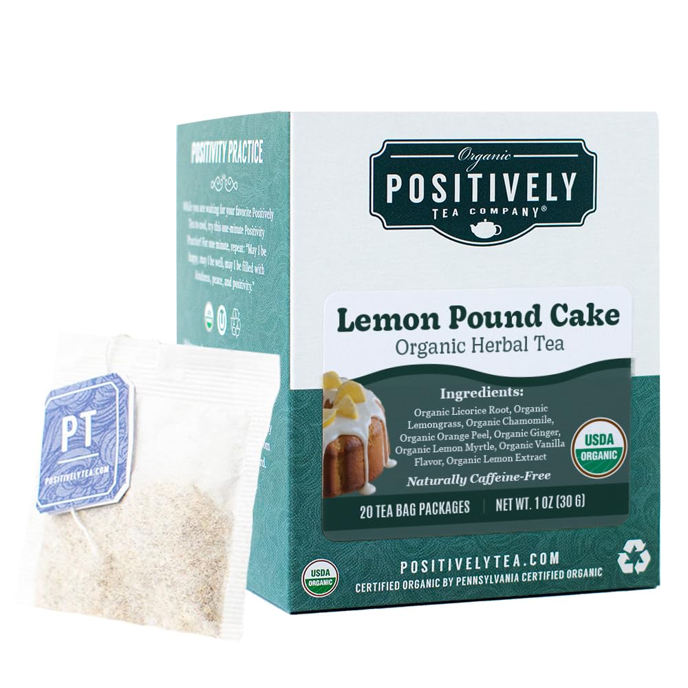 Organic Positively Tea Company, Lemon Pound Cake, Herbal Tea Bags, 20 Count