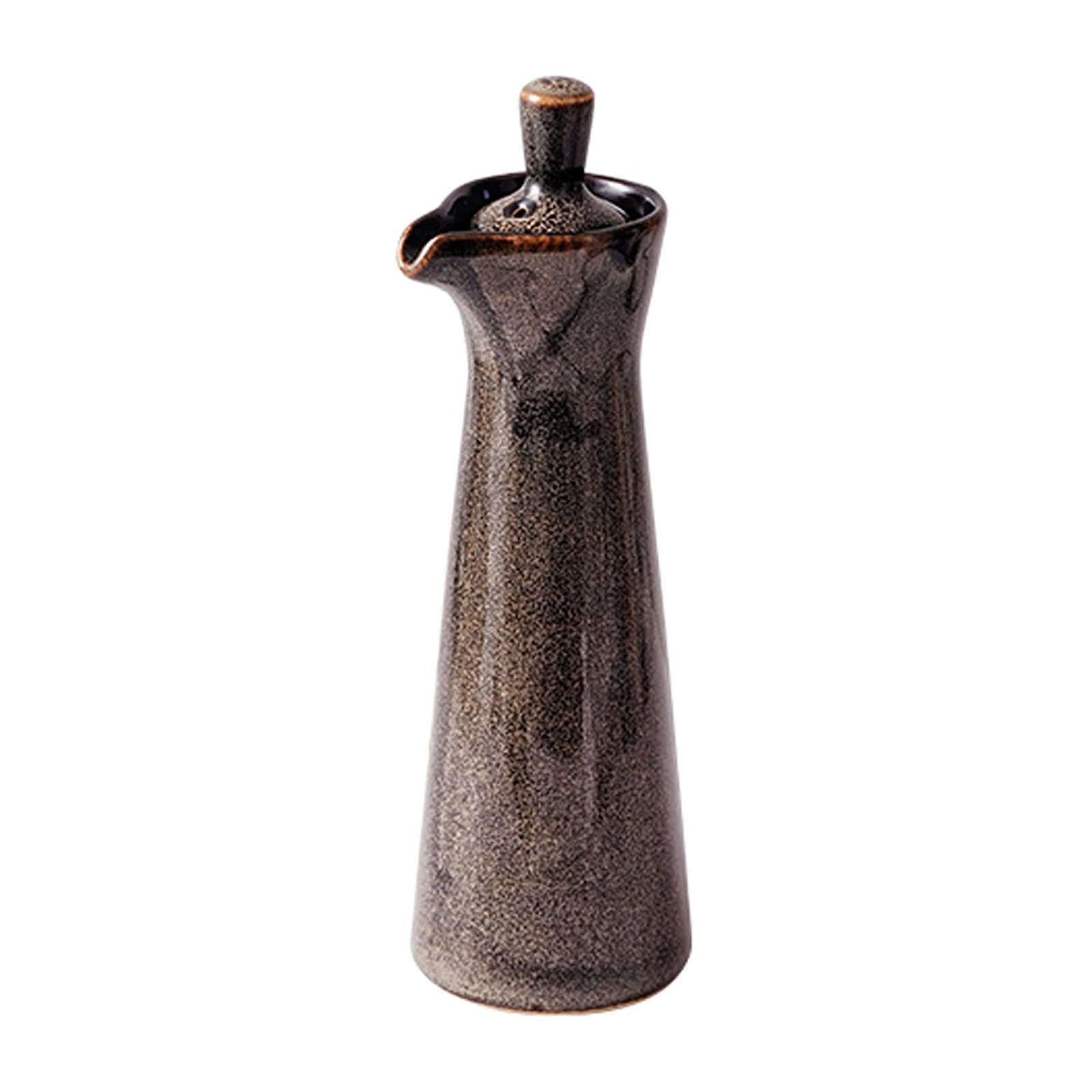 WIHXES Traditional Japanese Ceramic Soy Sauce Dispenser - 120ml Pottery Soy Sauce and Vinegar Bottle (Brown,120ml)