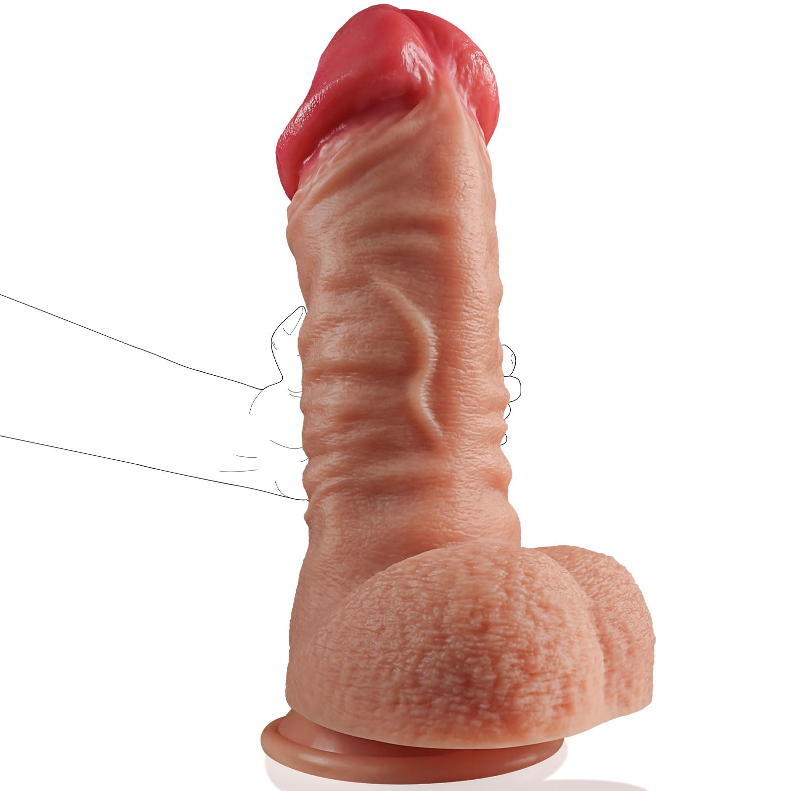 34 x 10 cm Dildo Realista XXL Grande, Enormes Consolador Realista Textura De Piel Arrugada con Venas Realistas para Dilatación Anal Extrema y Desafío Anal, Carne Gigante Sex Toys para Hombre Gay BDSM