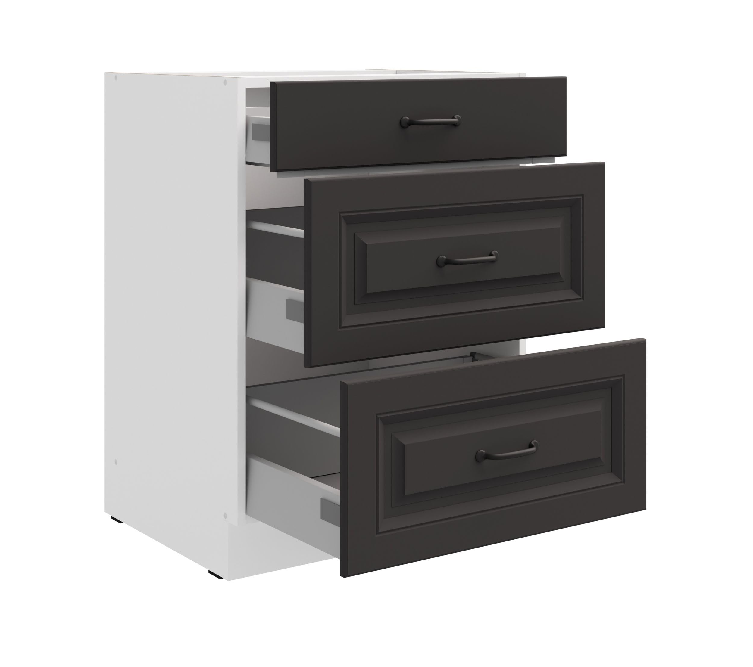 Kuechen-preisbombe Küchen Unterschrank 60 cm Stilo Grau Vollauszug Soft-Close Küche Einbauküche
