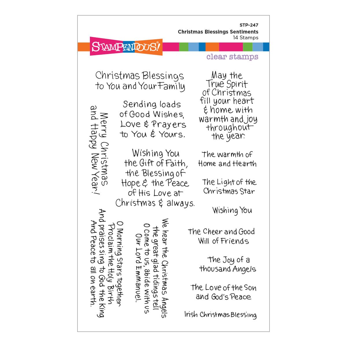 Spellbinders Stampendous Clear Stamp Set-Christmas Blessings Sentiments