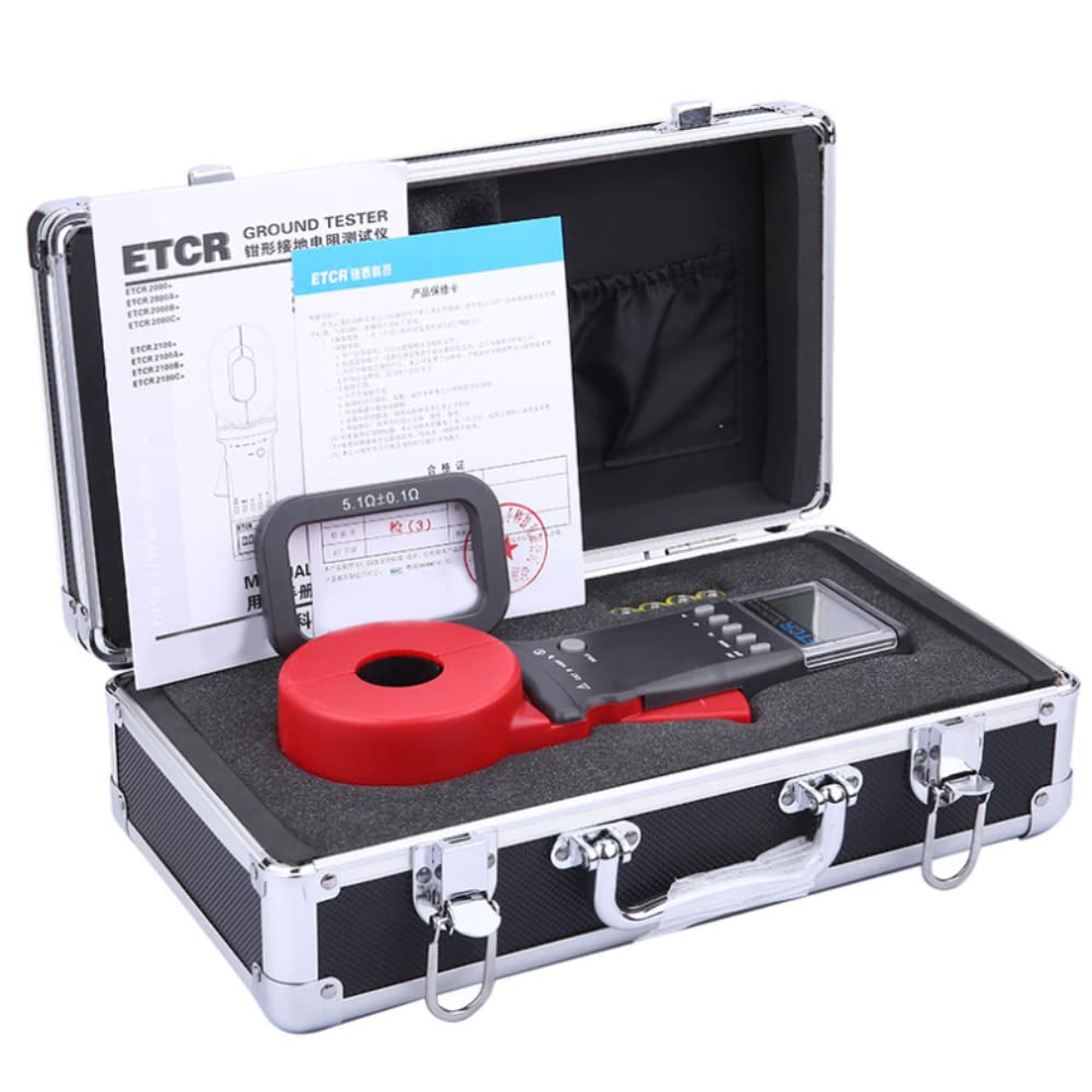 Pinza Amperometrica Digitale ETCR2100A+, Misuratore di Resistenza di Terra a Pinza con Display LCD, Tester di Resistenza 0,01-200Ω (Bocca Rotonda)