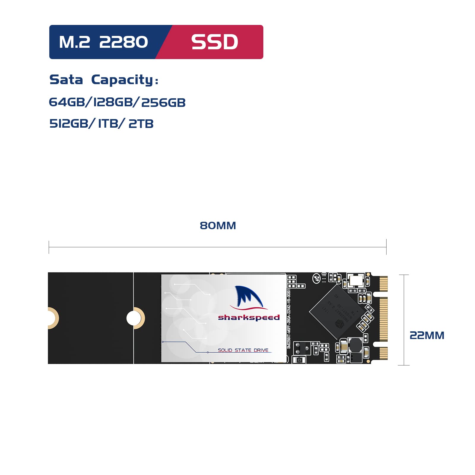 SSD interno de 64 GB M.2 2280 NGFF  Plus 3D NAND SATA III 6 Gb/s, unidad interna de estado sólido para computadoras portátiles de escritorio (M.2 2280 64GB) 6