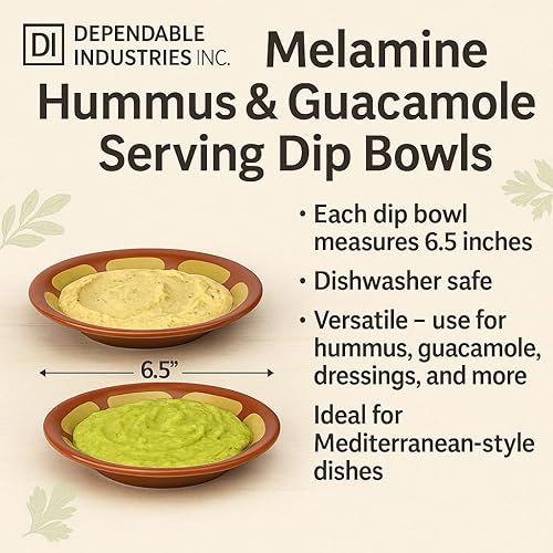 Miniatura 4 de Dependable Industries inc. Essentials Juego de 2 piezas de melamina humus y guacamole para servir condimentos humus