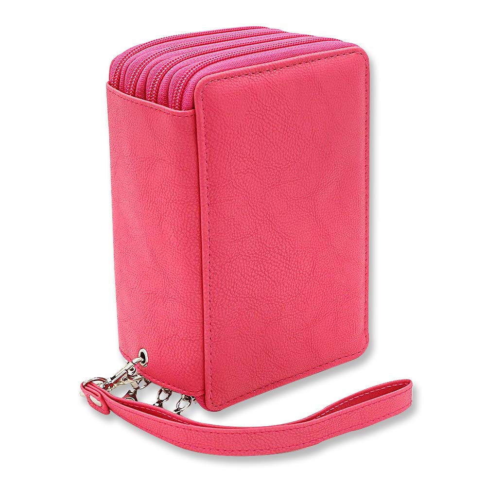 YFZYT 4-Fach Federmäppchen in Rosa Rot, Große Federtasche Etui für Teenager, Erwachsene, Mädchen & Jungen