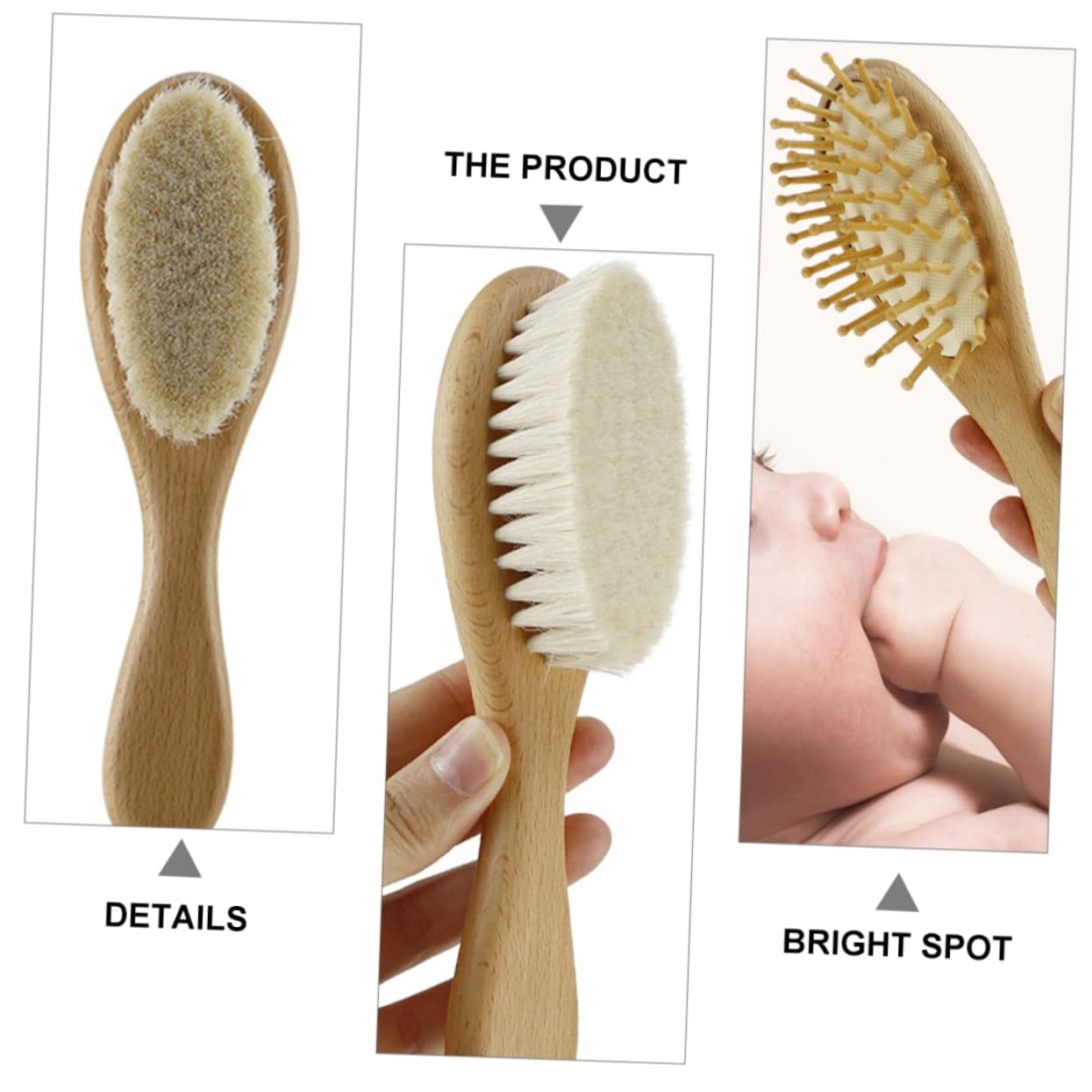 9 pezzi set di spazzole in lana culla for bambina culla for bambini pettine for capelli in legno spazzola for capelli con setole morbide for bambini pettine for culla setole in legno spazzola for bamb