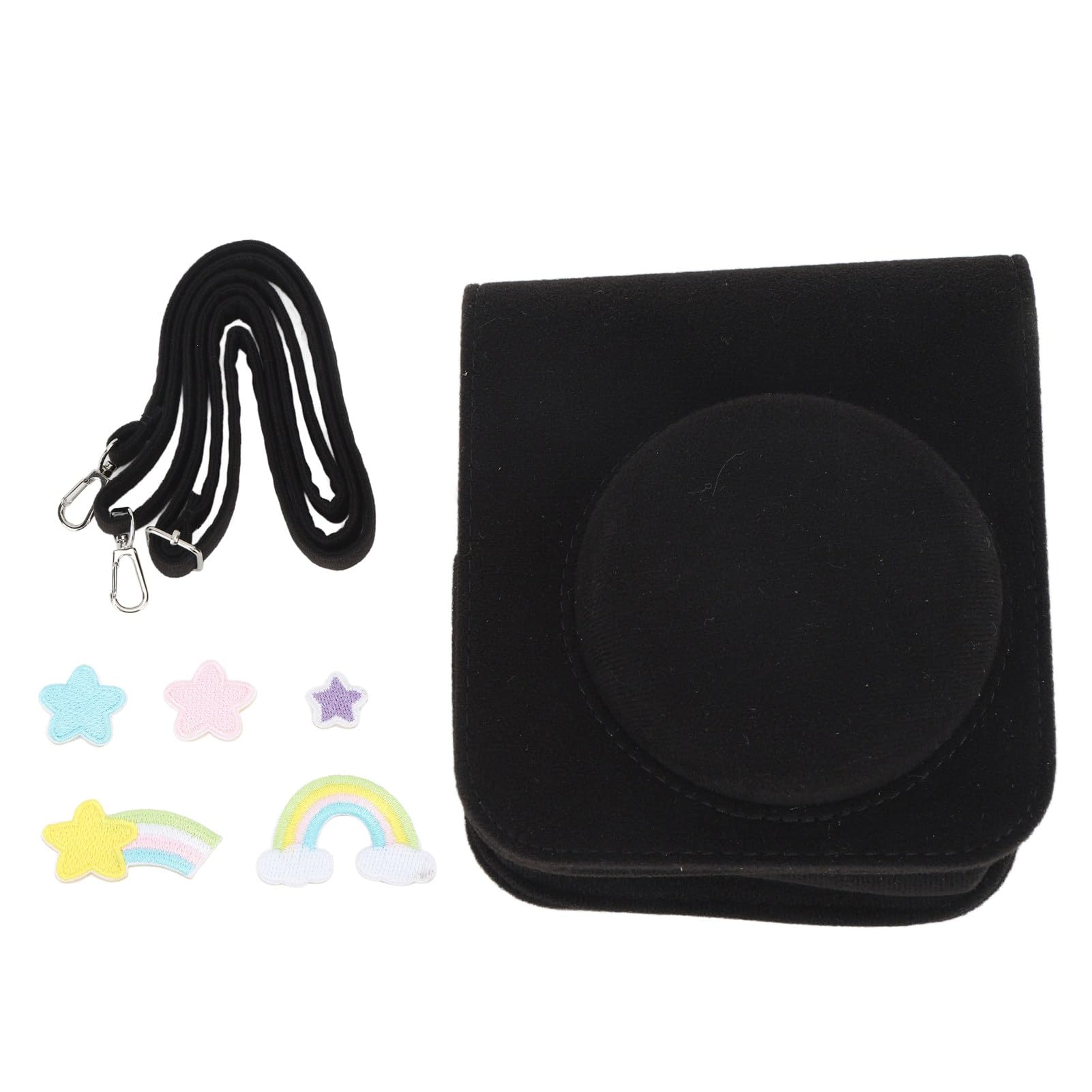 Mbeysaq Mini 12 Camera Black Felt Bag with Rainbow Star Paste Protective Cover Shoulder Strap