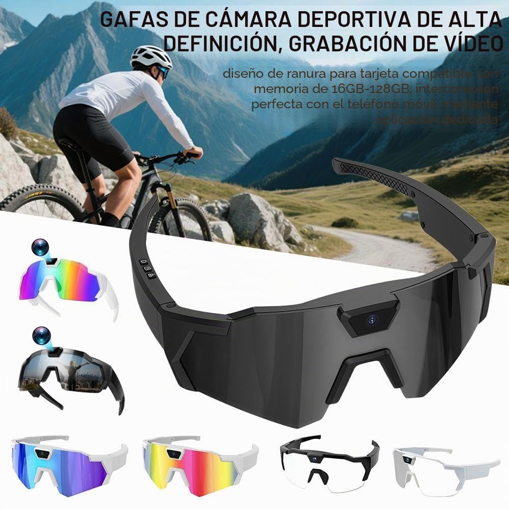 Pov Glasses 4K - Gafas de sol de béisbol con cámara, gafas de grabación de video inteligente para deportes de acción, 16/32/64/128 GB de memoria para hombres y mujeres, gafas de sol con