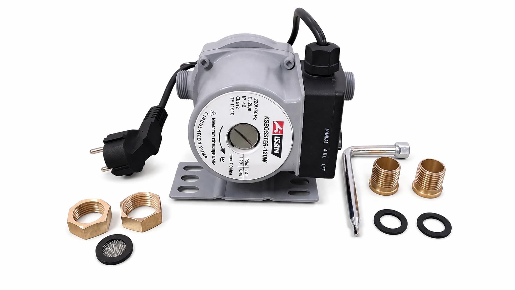 Kisan 20/9 | 120 W | Inline Automatic Water Pressure Pump | 220 V | 50 HZ | 9 M. Head | Circulation Pump | With Wall Mounting Bracket Suitable for Hot Water Circulation, Washing Machine, RO & Shower-image-35