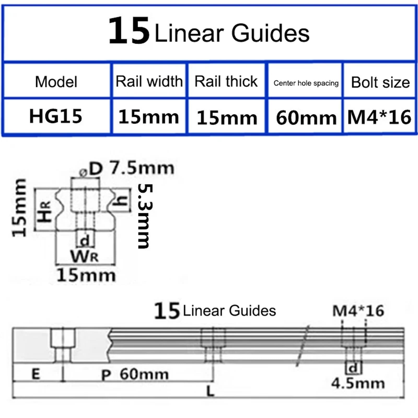 1 szt. Prowadnica liniowa blok szynowy wózek CNC drukarka 3D część HG15 HG20 HG25 30 35 45 55 65 miniaturowa prowadnica liniowa przesuwna | 1 szt. Linear Guide Rail Block Rail Carriage CNC Printer Part HG15 HG20 HG25 30 35 45 55 65 Miniatu(15 x 100 mm)