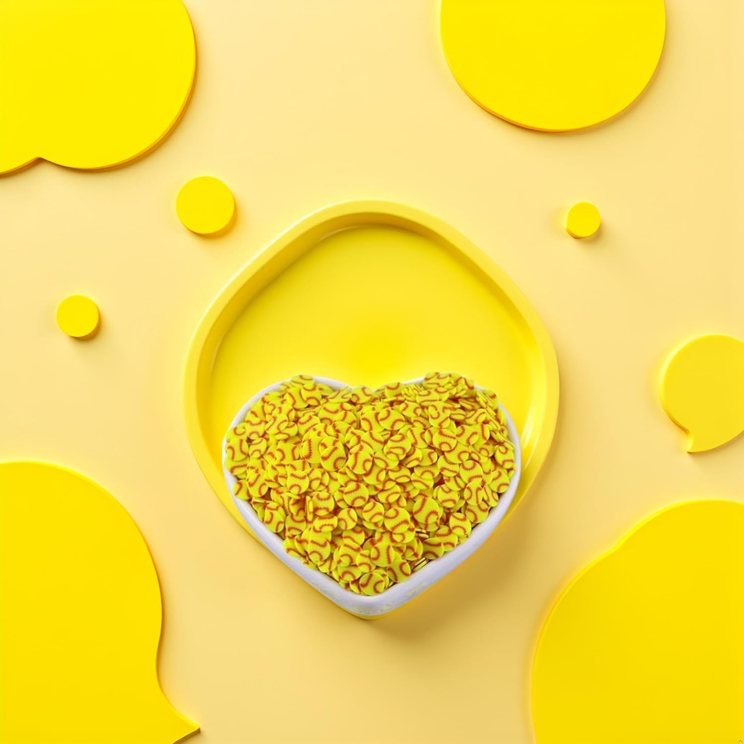 10 Gram Yellow Softball Clay 5mm Slices, Ball Sports Love Polymer Clay, Softball Slime, Nail Art Faux Craft, Decorations