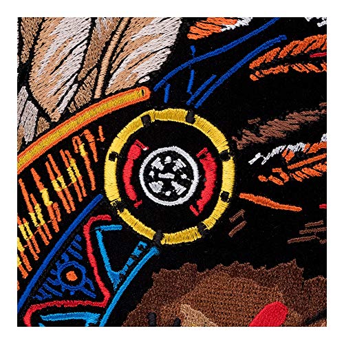 Patchstop Indian Chief Headdress Rwb Iron On Patches For Clothing Jeans - 11.5X11.5In X-Large Diy Sew On Back Patch For Jackets Bags - Embroidered Decorative Native American Patches #TOP2