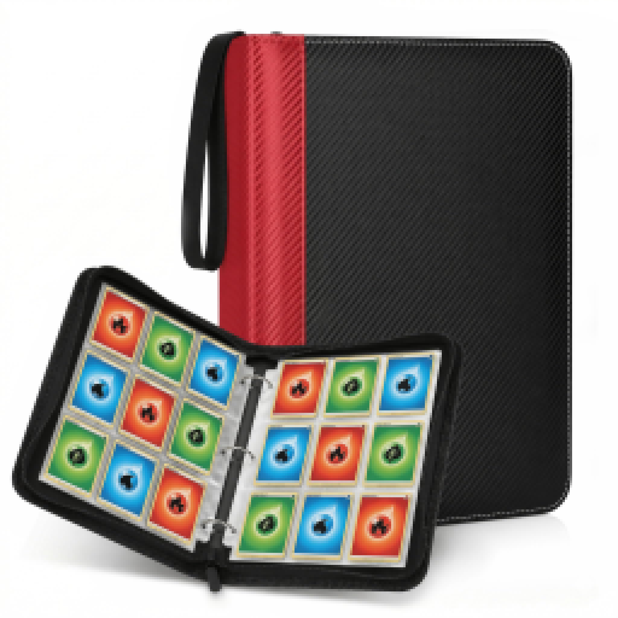 KORVORIA 9 Pocket Card Binder, 900 Trading Card Album for Standard Cards, Card Collection Folder Compatible with TCG, Basketball Sports Cards, Game Cards, Red