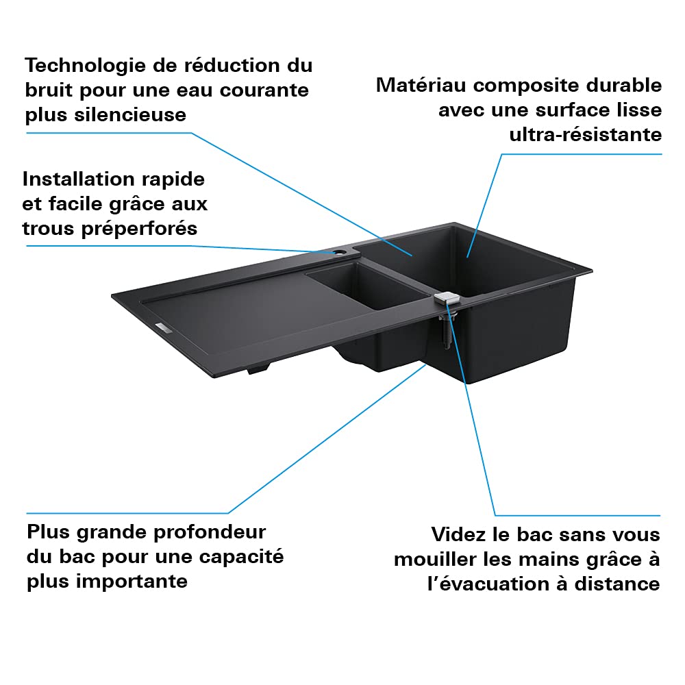 GROHE PLUMBING_FIXTURE, Noir Granite, 60 cm