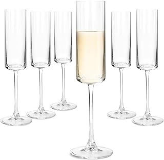 CHLJAR 6 Stück Sektgläser 170ml, handgeblasen & bleifrei – für Hausgebrauch, Hochzeiten & Partys, perfekt für Jubiläen, Weihnachten & Geburtstage