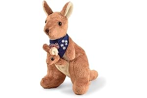 BOHS Plush Kangaroo with Australia Scarf and Removable Joey - Cuddle Up...