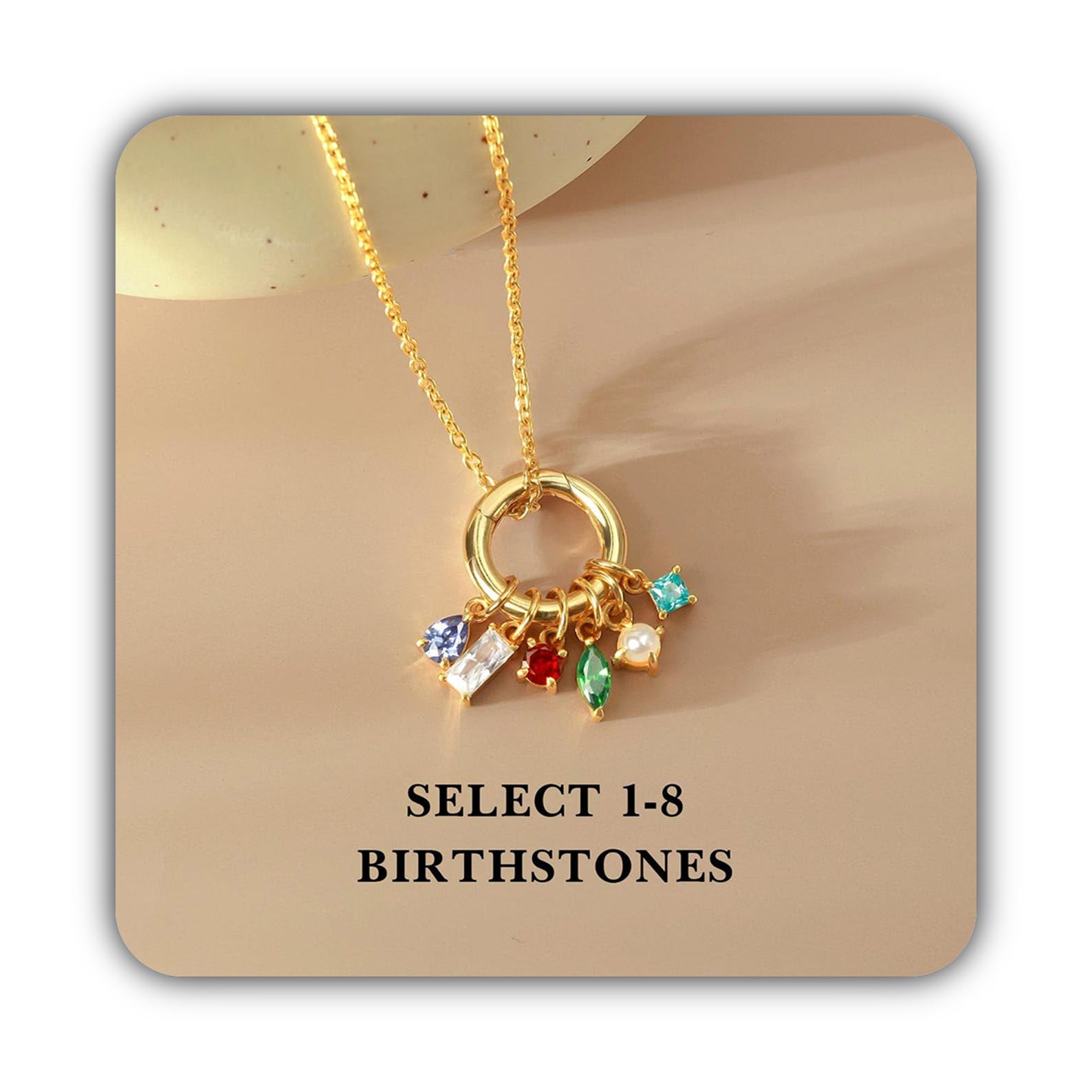 Collar con piedra de nacimiento para mamá, múltiple piedra de nacimiento joya, madres collar abalorio para mamá Día de la Madre Navidad cumpleaños aniversario
