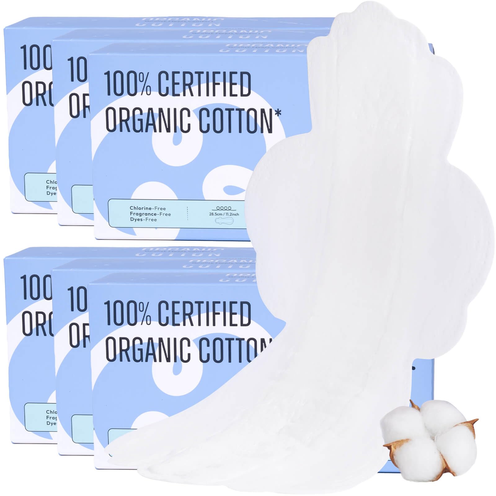 100% Large Organic Pads for Women, Ultra Thin Heavy Flow Sanitary Pads with Wings, Super Absorbency Feminine Pads Extra Coverage Period Pads, Unscented Cotton Pads Menstrual (Large, Size 4, 96ct)