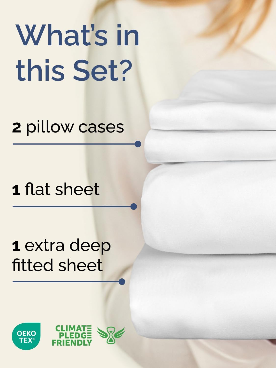 Extra Deep Pocket King Sheets - 4 Piece Breathable & Cooling Bed Sheets - Hotel Luxury Bed Sheet Set - Soft, Wrinkle Free & Comfy - Easily Fits Extra Deep Mattresses - Deep Pocket White Sheets Set - Image 2