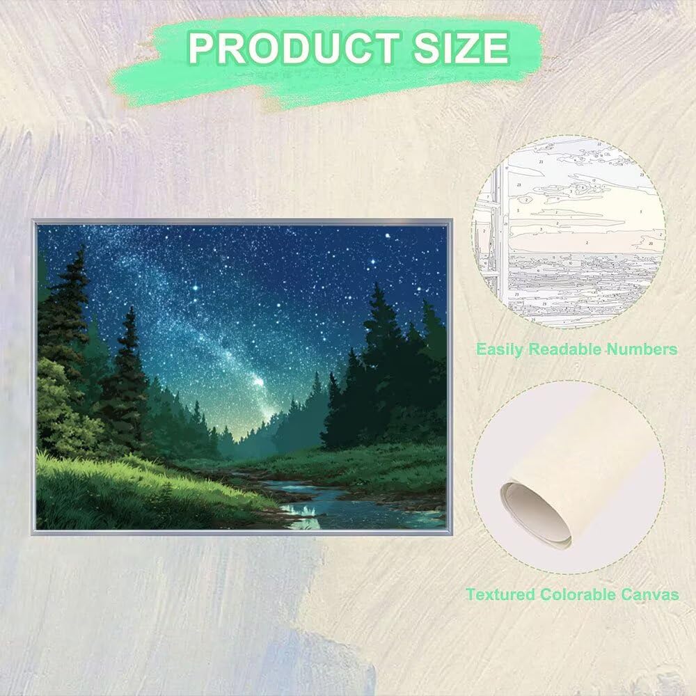 Malen Nach Zahlen Erwachsene DIY Komplettset - Hochwertige Acrylfarben & Leinwand - Entspannendes Kunsthandwerk für Anfänger & Fortgeschrittene - Ideales Home Deko - Sternenwald Motiv (80x100cm) C-939