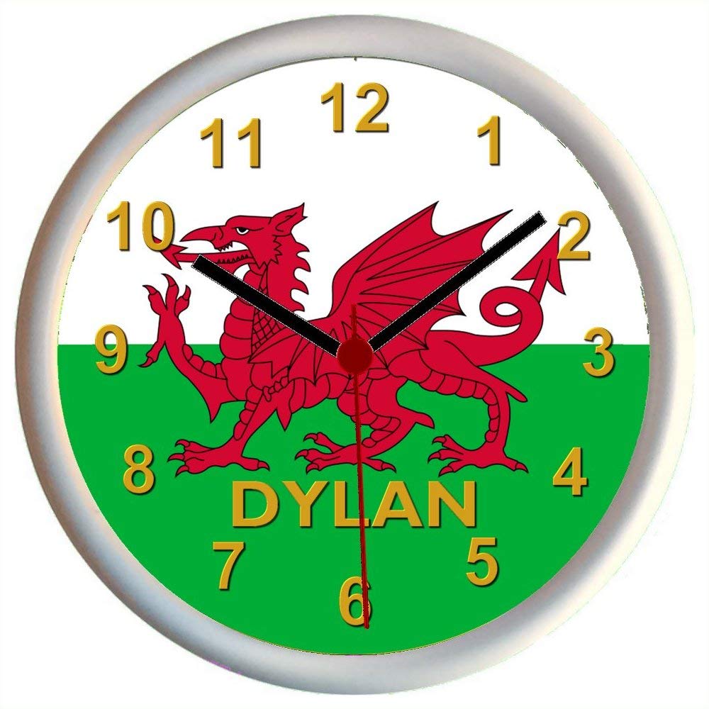 Key Expressions Red Personalised Welsh Flag/Baner Cymru/Welsh Dragon/Y Ddraig Goch/Wales/Cymru Wall Clock