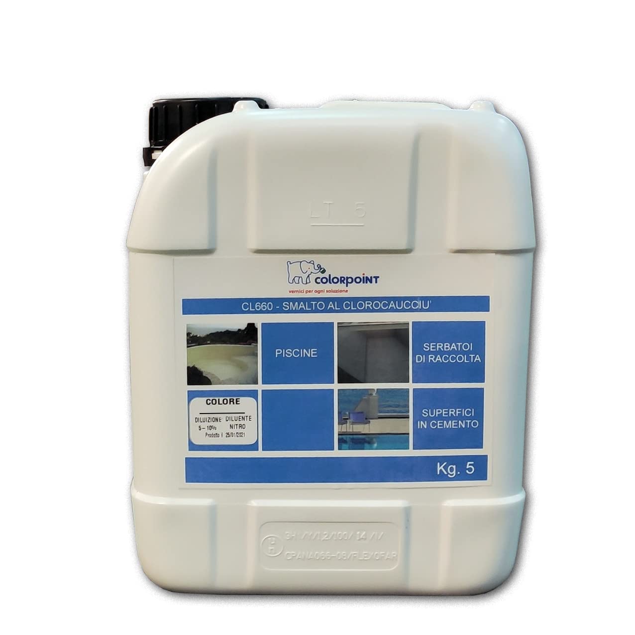 Color Point SMALTO VERNICE PITTURA PER PISCINA PISCINE AL CLOROCAUCCIU AZZURRO CHIARO 5 KG