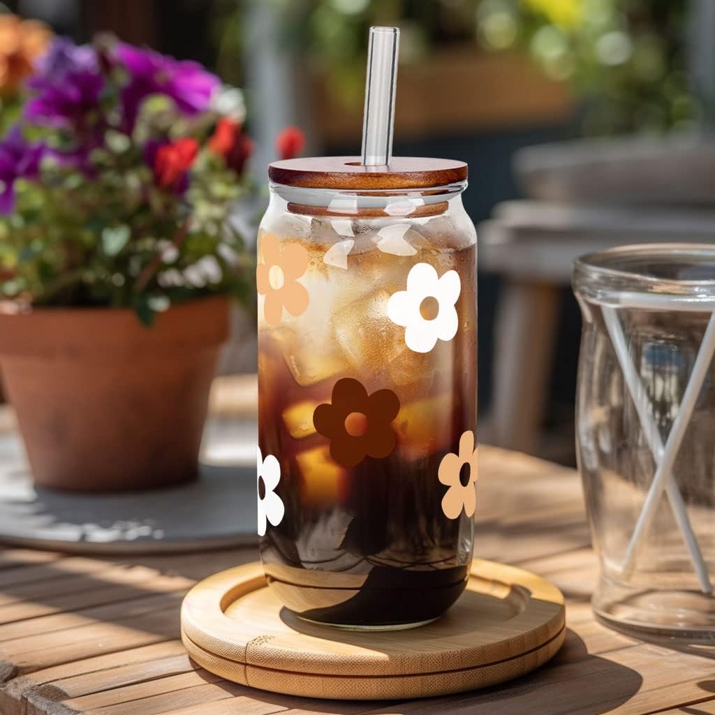 Glass Cups with Lids and Straws, Can Shaped Glass Cups, 20OZ Glass Cups, Drinking Glasses, Iced Coffee Glasses Cup, Smoothie Cups, Tumbler Glass, Reusable Iced Coffee Cup Drinking Glasses -Set of 2 - Image 7