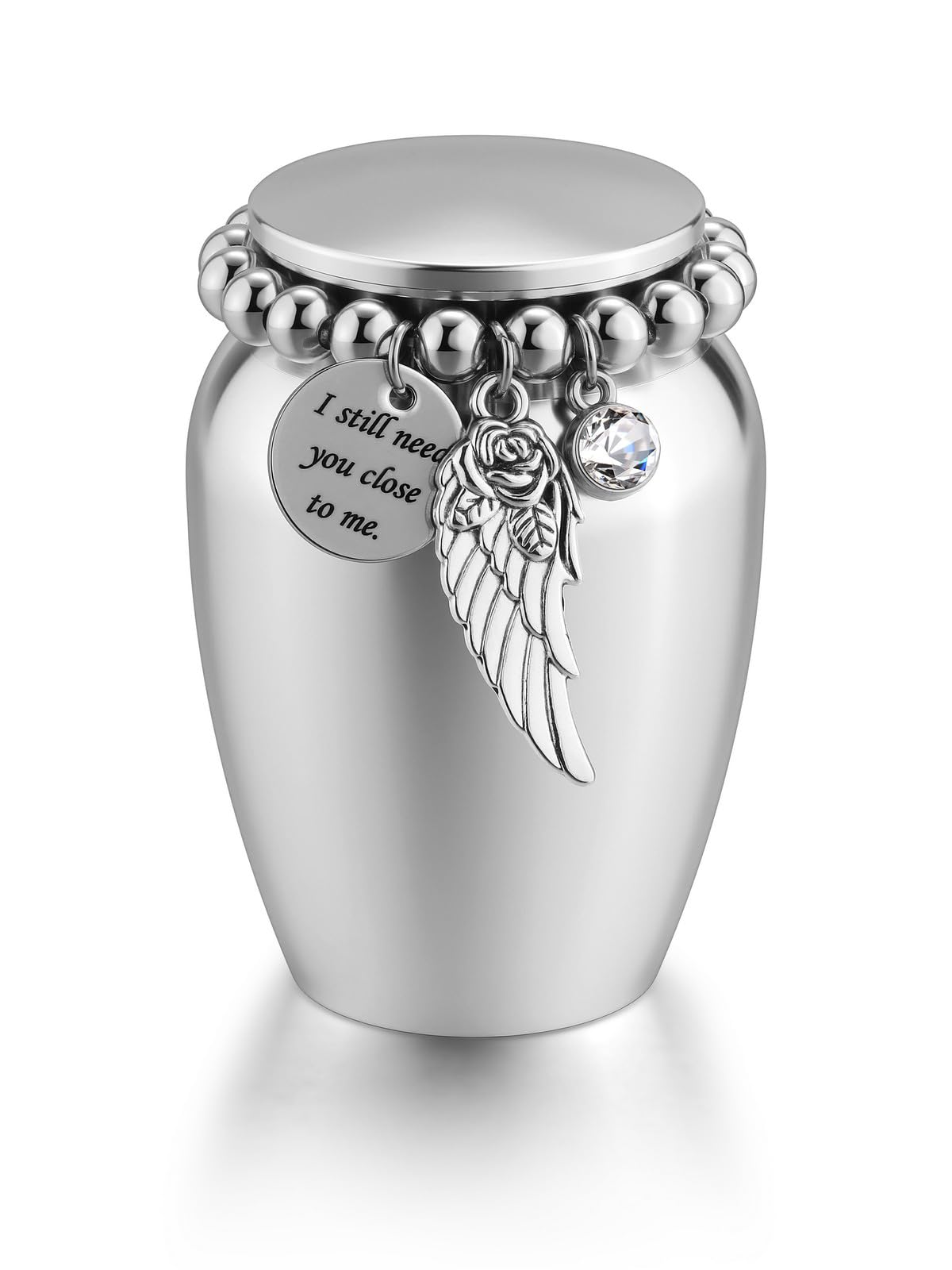 JSDDE Mini Urne Kleine Andenken Urnen für Hund Katze Asche wasserdichte Gedenkurne zur Sicheren Aufbewahrung von Asche 28 * 43mm (Silber) 
