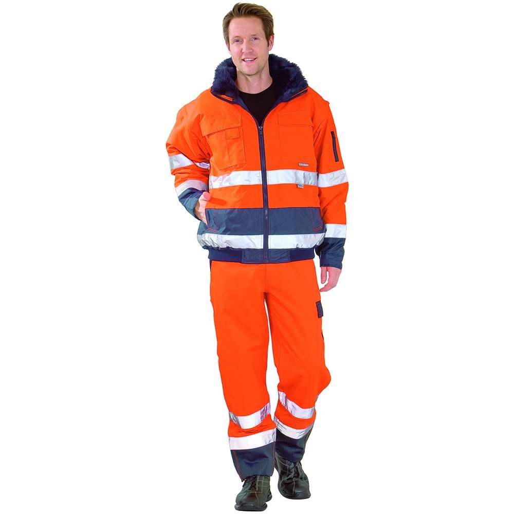 Planam 2046064 Warnschutz-Komfortjacke, Orange/Marine, Größe XXXL